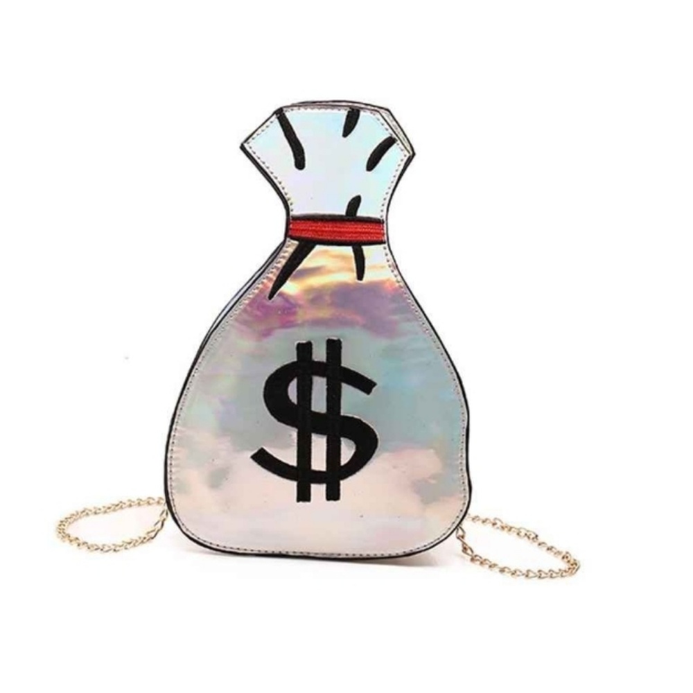 Silver cross-body money bag purse